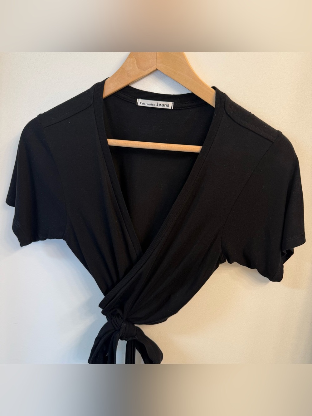 Reformation Tie Wrap Ballet T-shirt Top Black S